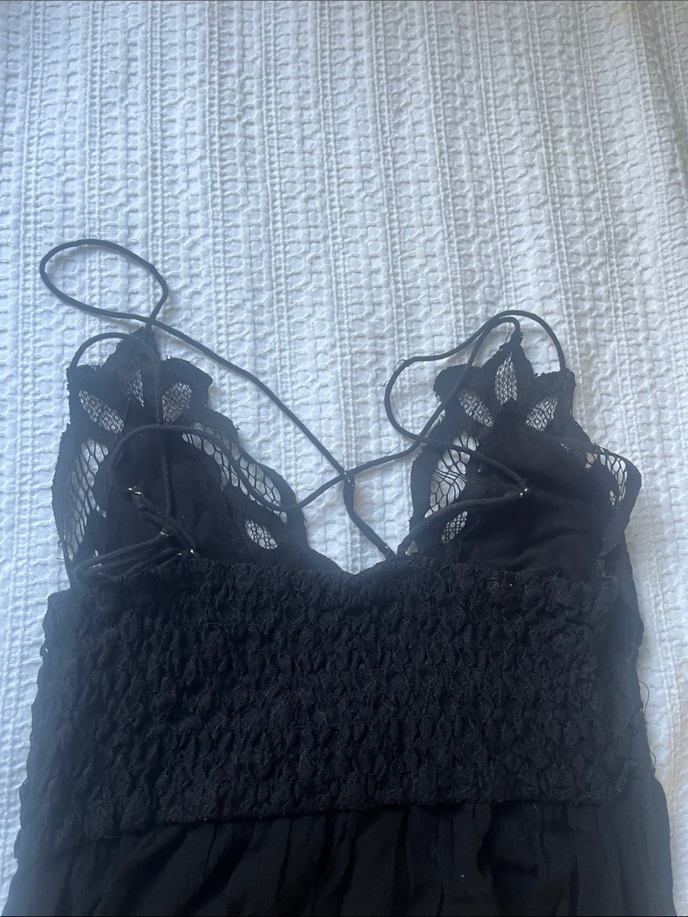 Free People Adella Black Lace-Trim Mini Dress - Picture 11 of 11